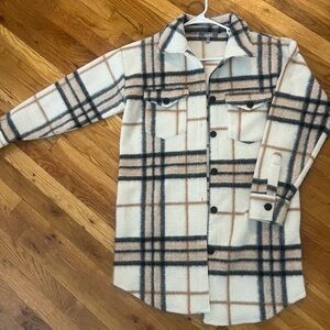 Marled Cream and Black Plaid Shacket